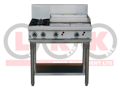 LKK OB6B 2 Gas Burner Cooktop + 600mm Right Grill