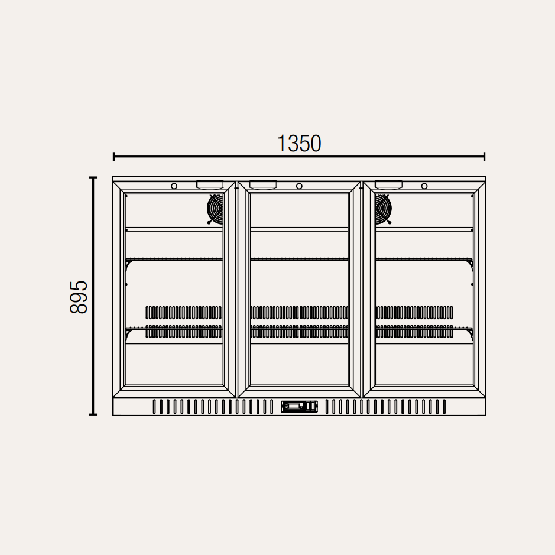 Exquisite UBC330 Three Swing Doors Backbar Display Refrigerators