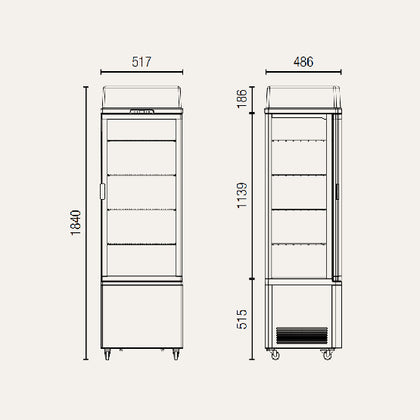 Exquisite CTD235 Black Four Sided Glass Upright Display Refrigerators