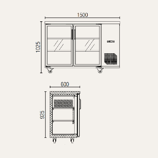 Exquisite UBC380 Two Swing Doors Backbar Display Refrigerators