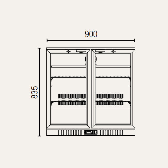 Exquisite UBC210L Two Swing Doors Backbar Display Refrigerators, Low Height