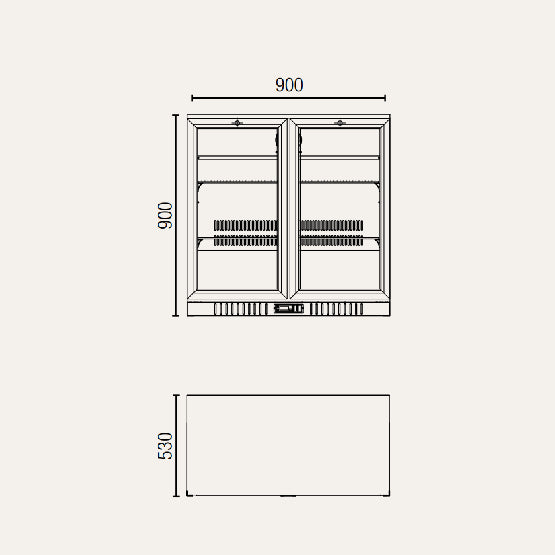 Exquisite UBC210S Two Sliding Doors Backbar Display Refrigerators