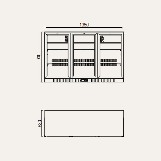 Exquisite UBC330S Three Sliding Doors Backbar Display Refrigerators