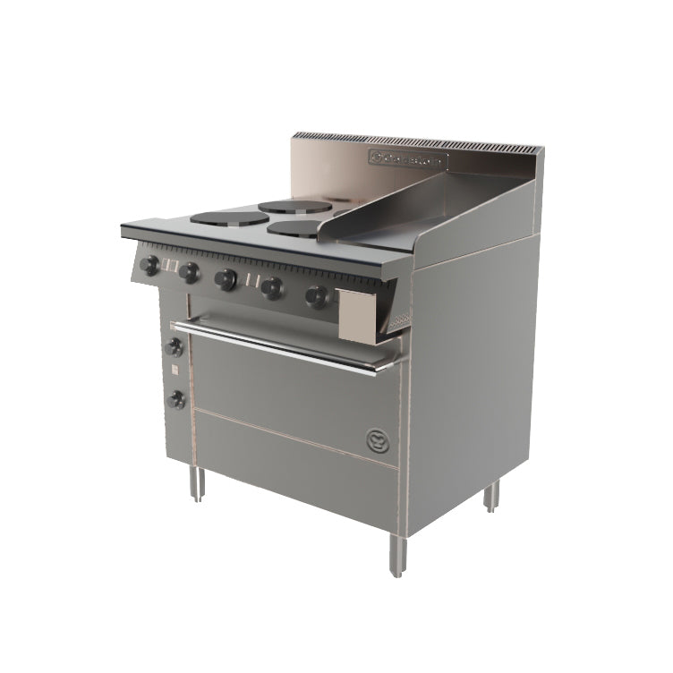 Goldstein PE4S12G28 - 4 x Solid Plates Electric Cooktop with Griddle and Oven