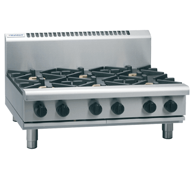 Waldorf / RNL8606G-B_NAT / 900mm Gas Cooktop Low Back Version - 6 Burners Bench Model (96MJ, Natural Gas) / 174kg /  W900 x D805 x H370 / 1Y Warranty
