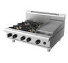 Waldorf / RN8603G-B_NAT /  900mm Gas Cooktop - 4 Burner cooktop with 300mm griddle Bench Model (132MJ, Natural Gas) / 174Kg / W900 x D805 x H530 / 1Y Warranty