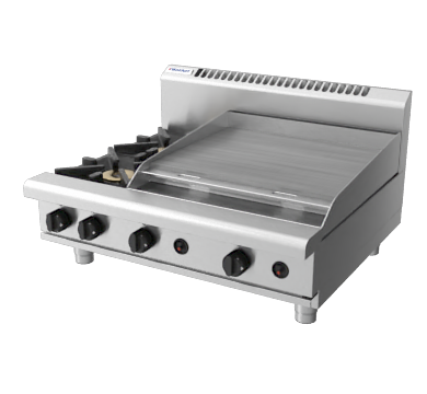Waldorf / RN8606G-B_NAT / 900mm Gas Cooktop - 2 burner cooktop with 600mm griddle Bench Model (96MJ, Natural Gas) / 174kg / W900 x D805 x H530 / 1Y Warranty