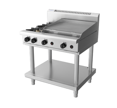 Waldorf / RN8606G-LS_LPG / 900mm Gas Cooktop Leg Stand -2 burner cooktop with 600mm griddle (96MJ, LPG) / 174Kg / W900 x D805 x H1130/ 1Y Warranty