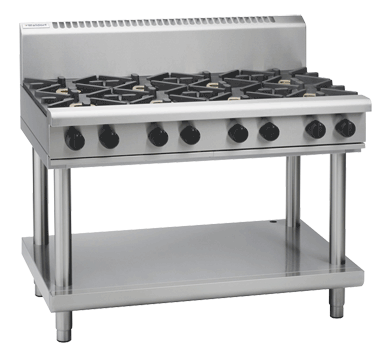 Waldorf / RNL8806G-LS_NAT / 1200mm Gas Cooktop Low Back Version-4 burner cooktop with 600mm griddle, Leg Stand (188MJ, Natural Gas) / 216kg / W1200 x D805 x H972 / 1Y Warranty
