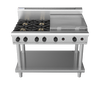 Waldorf / RN8806G-LS_NAT / 1200mm Gas Cooktop -4 burner cooktop with 600mm griddle, Leg Stand (188MJ, Natural Gas) / 216kg / W1200 x D805 x H1130 / 1Y Warranty