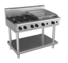 Waldorf / RN8806G-LS_NAT / 1200mm Gas Cooktop -4 burner cooktop with 600mm griddle, Leg Stand (188MJ, Natural Gas) / 216kg / W1200 x D805 x H1130 / 1Y Warranty