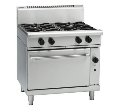 Waldorf / RNL8910GC_LPG / 900mm Gas Range Convection Oven Low Back Version  - 4 burner cooktop range (142MJ, LPG) / 280kg / W900 x D805 x H972 / 1Y Warranty