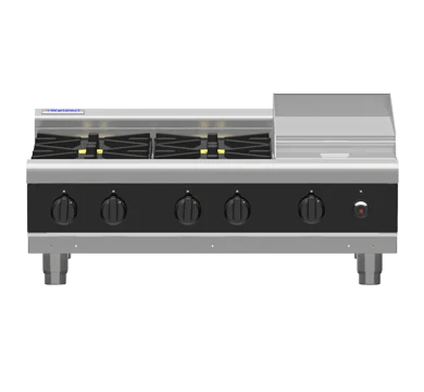 Waldorf / RNB8606G-B_NAT / 900mm Gas Cooktop - 2 burner cooktop with 600mm griddle Bench Model (96MJ, Natural Gas) / 174kg / W900 x D805 x H530 / 1Y Warranty