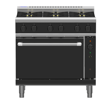 Waldorf / RNLB8610GC_LPG / Bold 900mm Gas Range Convection Oven Low Back Version - 6 burner cooktop range (198MJ, LPG) / 277kg / W900 x D805 x H972 / 1Y Warranty