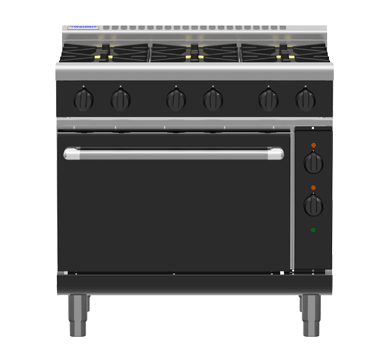 Waldorf / RNLB8619GEC_NAT / Bold 900mm Gas Range Electric Convection Oven Low Back Version - Cooktop range with 900mm griddle (60MJ, Natural Gas) / 265kg / W900 x D805 x H972 / 1Y Warranty