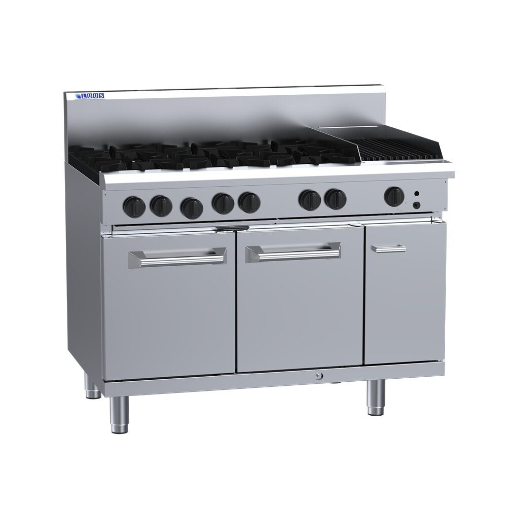Luus RS-6B3C - 6 Open Burners + 300mm Chargrill with Oven
