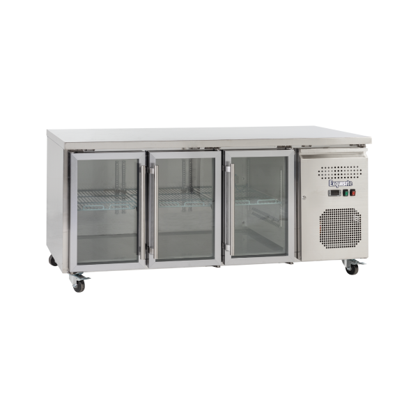 Exquisite SSC400G - Three Glass Doors Underbench Fridge Slimline 386L
