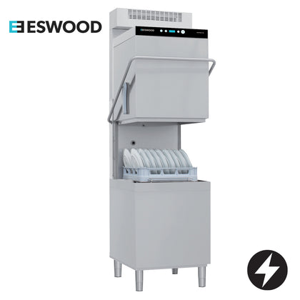 Eswood SW900V Smartwash Upright Dishwasher With Heat Recovery System and Insulated Hood 415V 500x500 racks