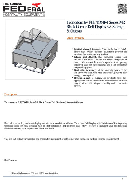 Tecnodom TDMR-I TDMR-I Series MR Corner Deli Display w/ Storage & Castors