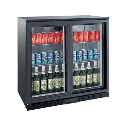 Exquisite UBC210SL Two Sliding Doors Backbar Display Refrigerators, Low Height