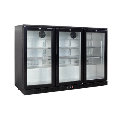 Exquisite UBC330L Three Swing Doors Backbar Display Refrigerators, Low Height
