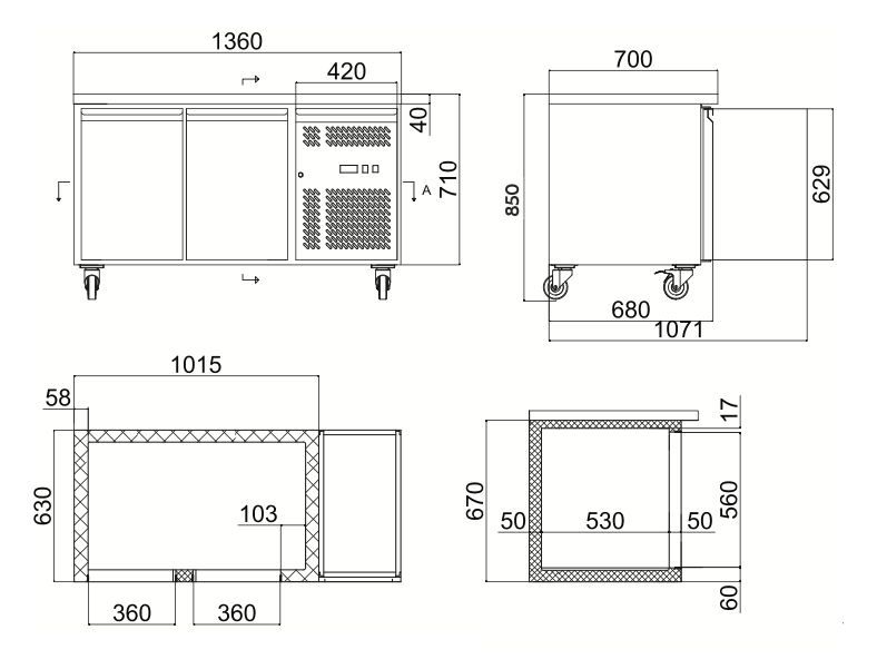 Bromic UBF1360SD-NR Solid Door Underbench Freezer 282L