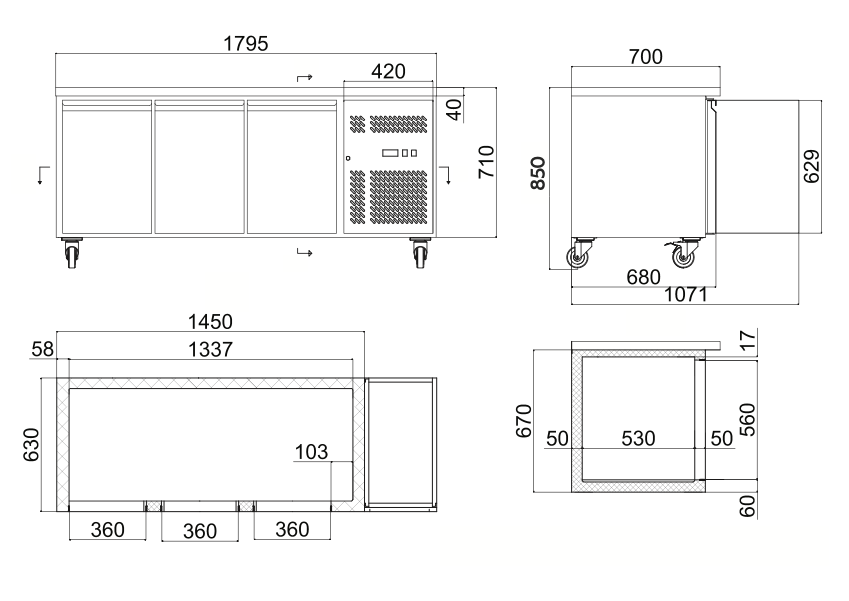 Bromic UBF1795SD-NR Solid Door Underbench Freezer 417L