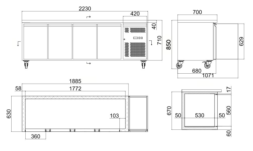 Bromic UBF2230SD-NR Solid Door Underbench Freezer 553L