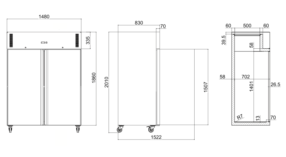Bromic UC1300SD Two Door Fridge 1300L