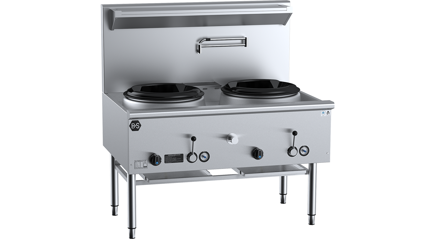 B+S Black Two Hole Deluxe Waterless Wok Table UFWWD-2