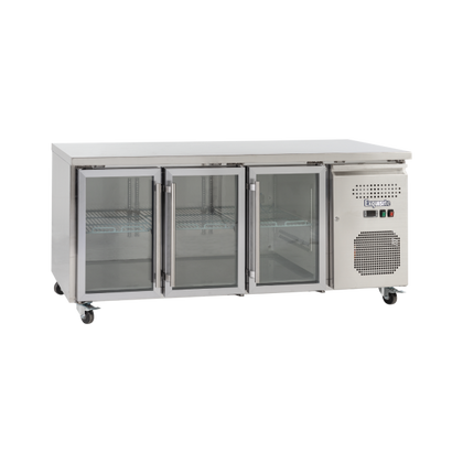 Exquisite USC400G - Three Glass Doors Underbench Fridge 465L