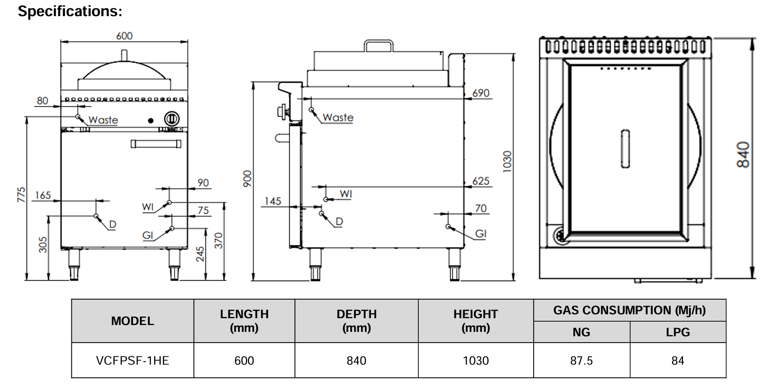 B+S Verro Single Hole Heat Exchange Steamer with Cheung Fun Insert