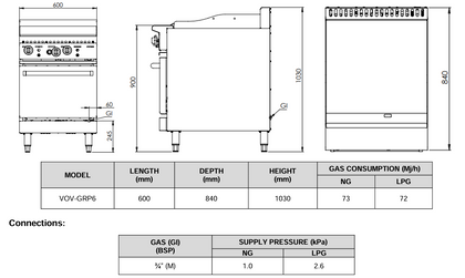 B+S Verro Combination Ovens with 600mm Grill Plate VOV-GRP6