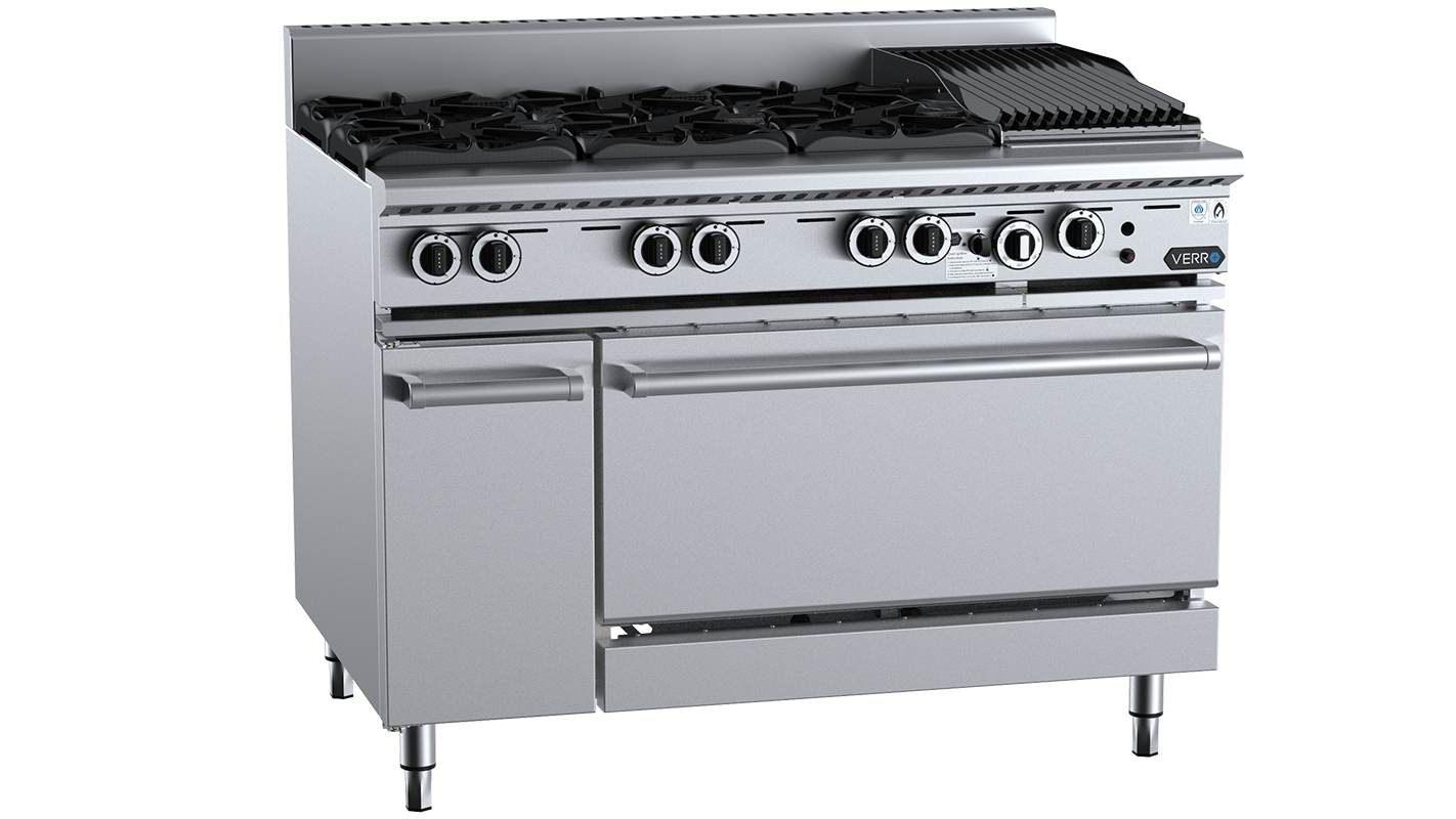 B+S Verro Combination Ovens with Six Burners & 300mm Char Broiler VOV-SB6-CBR3