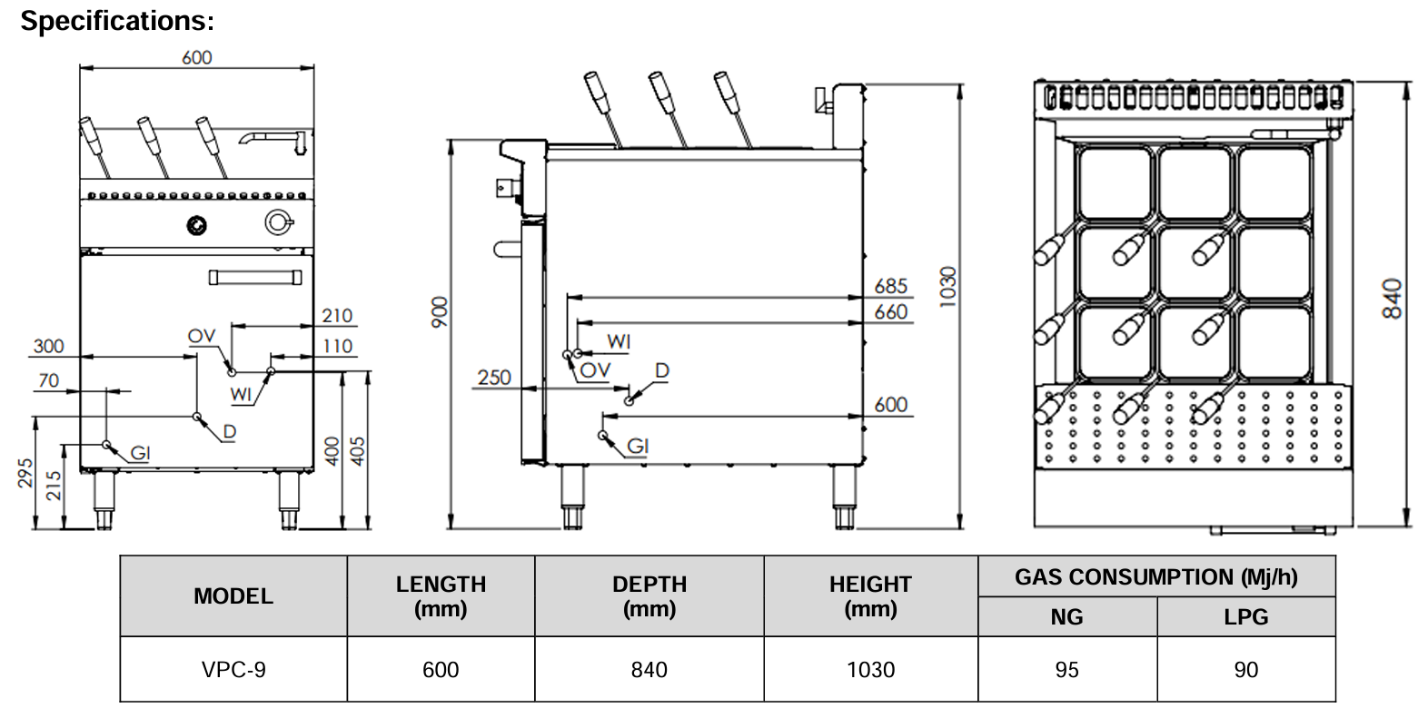 B+S Verro Pasta Cooker 9 Baskets VPC-9