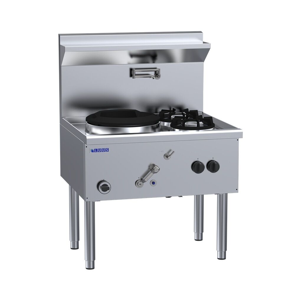 Luus WZ-1C2B - 1 Hole Compact 333mm Waterless Wok with 2 Side Burners