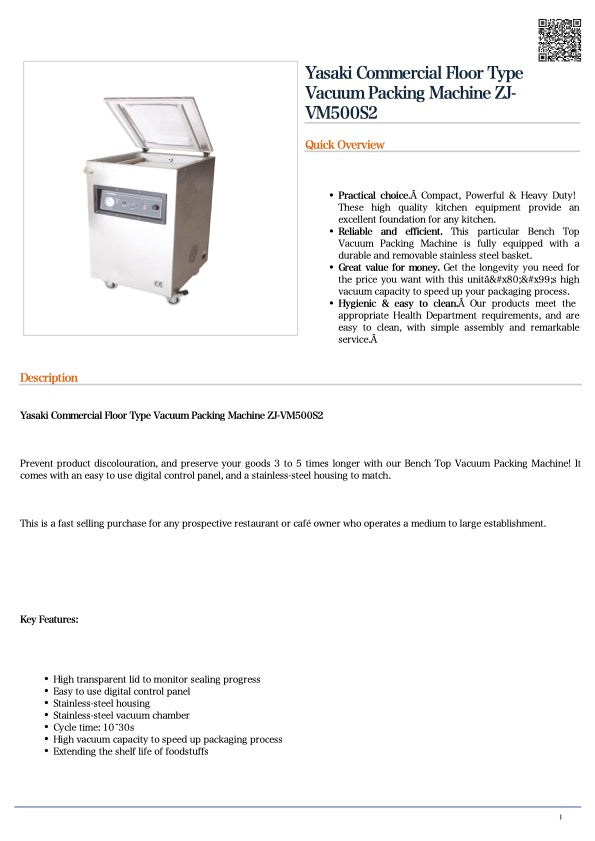 Yasaki Commercial Floor Type Vacuum Packing Machine ZJ-VM500S2