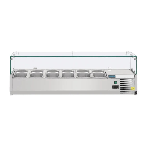 Polar G-Series Countertop Prep Fridge 6x 1/4GN - Dimensions: 1400mm. For Pizza & Salad Prep Counter G623