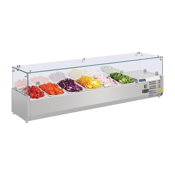 Polar G-Series Countertop Prep Fridge 6x 1/4GN - Dimensions: 1400mm. For Pizza & Salad Prep Counter G623