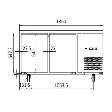 Atosa EPF3422 Two Door Underbench Fridge 280L  1360(W)