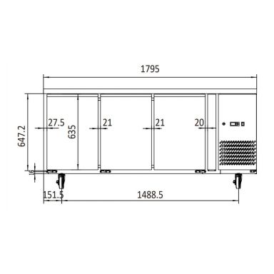 Atosa EPF3432 Three Door Under bench Fridge 450L  1795(W)