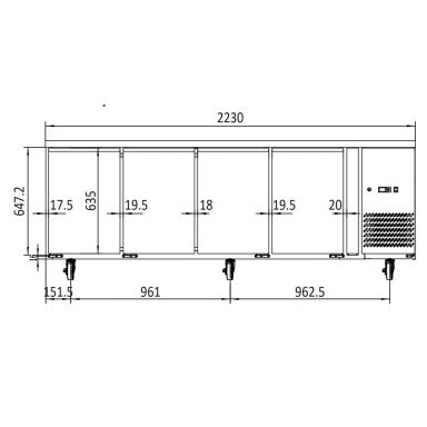 Atosa EPF3442 Four Door Under Bench Fridge 560L 2230(W)