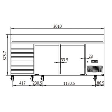Atosa EPF3480  2 Door Pizza Prep Table Refrigerator 485L 2010(W)