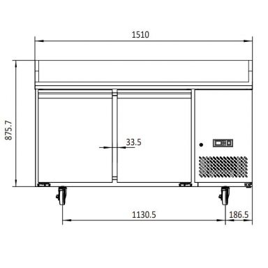 Atosa EPF3495 2 Door Pizza Prep Fridge 300L