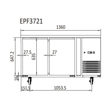 Atosa EPF3721 Two Door Glass Under Bench Fridge 300L