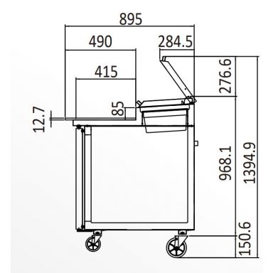 ATOSA MPF8201 Single Door Pizza Prep Table Fridge 396L 1117mm