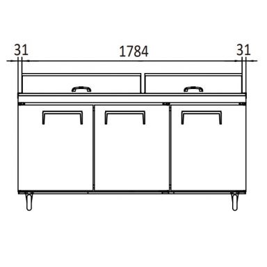 ATOSA MSF8304 3 Door Sandwich Prep Fridge 598L 1846mm