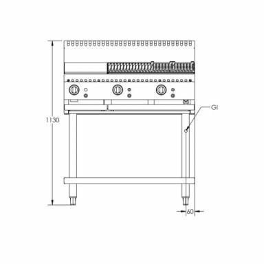 B+S Black Combination 300mm Grill Plate & 600mm Char Broiler BT-GRP3-CBR6