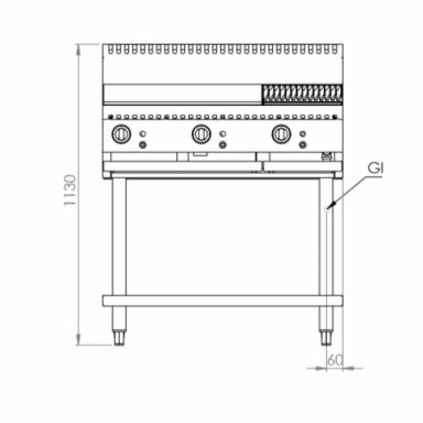 B+S Black Combination 600mm Grill Plate & 300mm Char Broiler BT-GRP6-CBR3