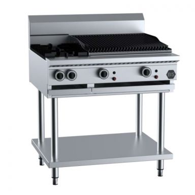 B+S Black Combination Two Open Burners & 600mm Char Broiler BT-SB2-CBR6